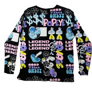 Popeye Adult Unisex XL Colorful Animated Graphic Long Sleeve Pullover Shirt Fun